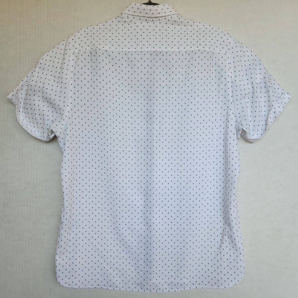 Ted Baker Evryone Luxury Short Sleeve Shirt White Geometric Turkey Size 4 US L - Picture 3 of 9